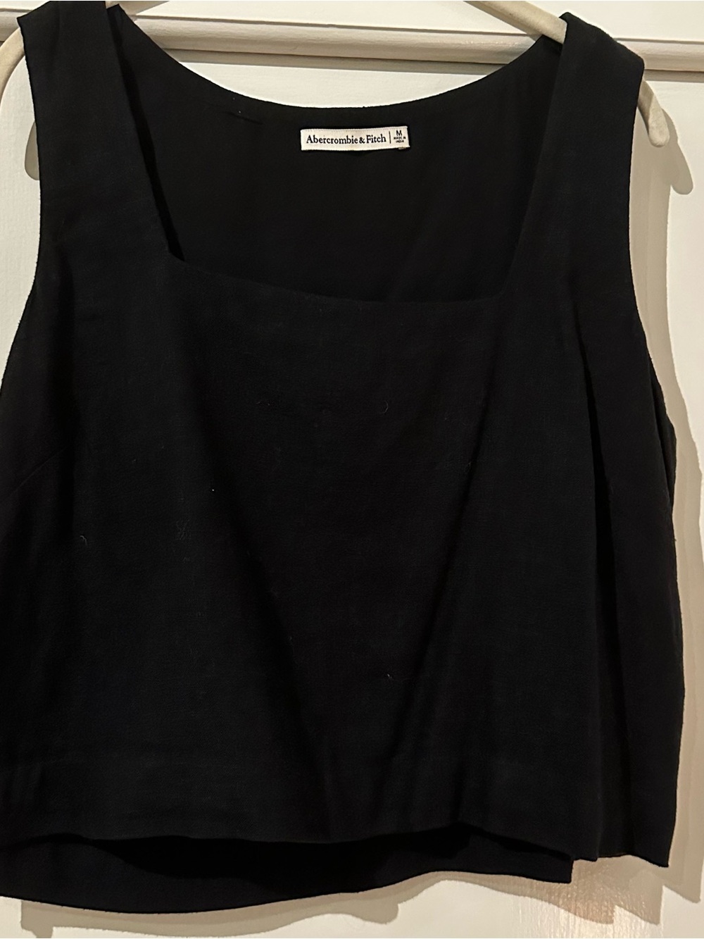 Abercrombie & Fitch Black Square-Neck Linen Tank